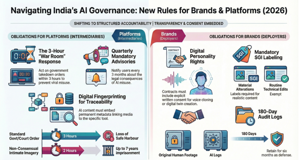 India’s New AI Rules infographic for platforms and brands